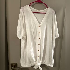 White Front Tie Shirt